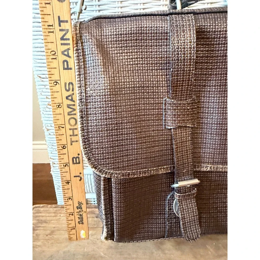 Vintage Collegiate Saddlebag Brown Textured Leather Messenger Bag Briefcase USA